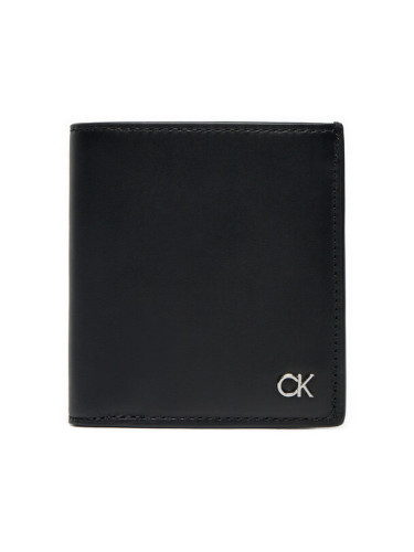 Calvin Klein Малък мъжки портфейл Metal Ck Trifold 6Cc W/Coin K50K512290 Черен