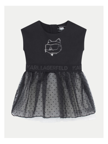 Karl Lagerfeld Kids Елегантна рокля Z30278 D Черен Regular Fit