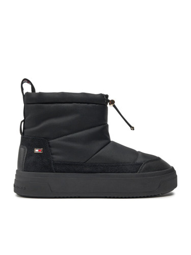 Tommy Hilfiger Апрески Flag Nylon Mini Snowboot FW0FW08334 Черен