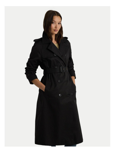 Lauren Ralph Lauren Тренч 297951259001 Черен Straight Fit