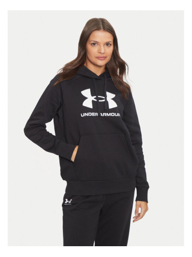 Under Armour Суитшърт Ua Rival Fleece Big Logo 1379501 Черен Loose Fit