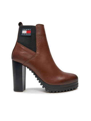 Tommy Jeans Боти Tjw New Ess High Heel Boot EN0EN02439 Кафяв