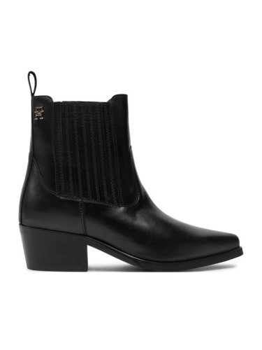 Tommy Hilfiger Боти Th Leather Cowboy Boot FW0FW08033 Черен