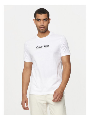 Calvin Klein Тишърт Flock Logo K10K113118 Бял Regular Fit