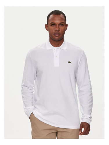 Lacoste Тениска с яка и копчета L1312 Бял Classic Fit