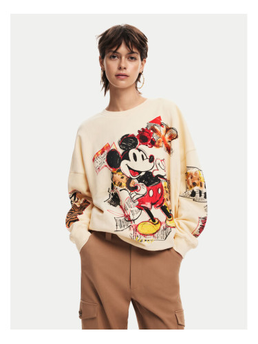 Desigual Суитшърт Mickey 24WWSK35 Бежов Oversize