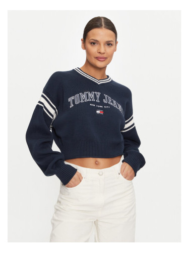 Tommy Jeans Пуловер Varsity DW0DW18692 Тъмносин Relaxed Fit