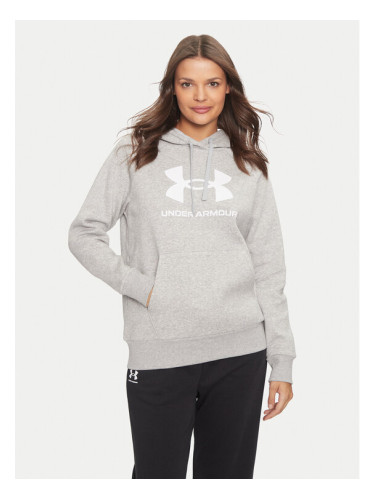 Under Armour Суитшърт Ua Rival Fleece Big Logo 1379501 Сив Loose Fit