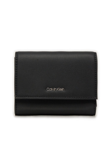 Calvin Klein Голям дамски портфейл Ck Must Md Trifold W/Zip K60K612450 Черен