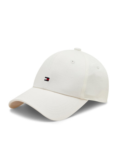 Tommy Hilfiger Шапка с козирка Essential Flag Cap AW0AW16360 Бял