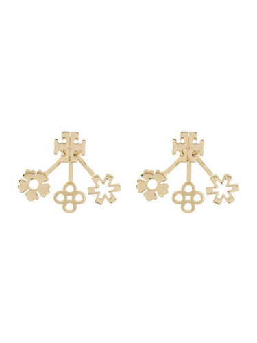 Tory Burch Обици Kira Clover Front-Back Earring 160178 Златист