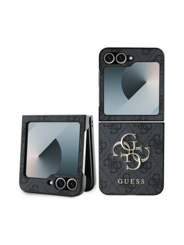 Оригинален кейс Guess Leather 4G Metal Logo, За Samsung Galaxy Z Flip6, Черен