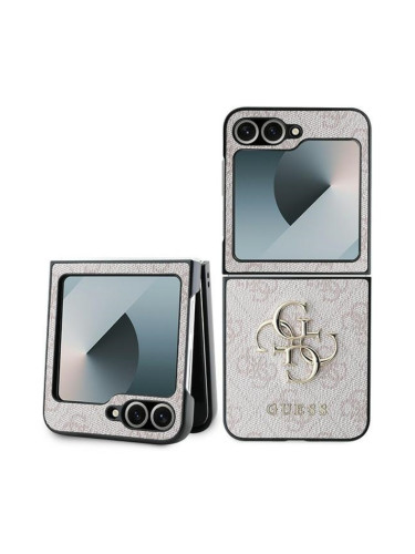 Оригинален кейс Guess Leather 4G Metal Logo, За Samsung Galaxy Z Flip6, Розов