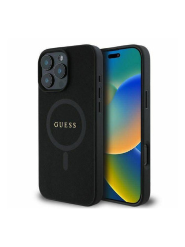 Оригинален кейс Guess Saffiano MagSafe, За iPhone 16 Pro (6.3), Черен