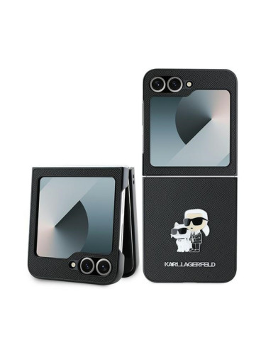 Оригинален кейс Karl Lagerfeld Saffiano Metal Pin, За Samsung Galaxy Z Flip6, Черен