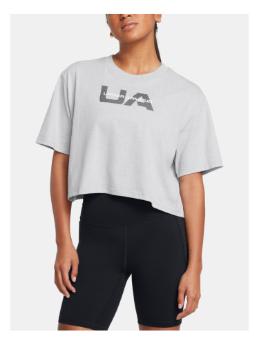 Under Armour UA Boxy Crop Branded SS T-shirt Siv