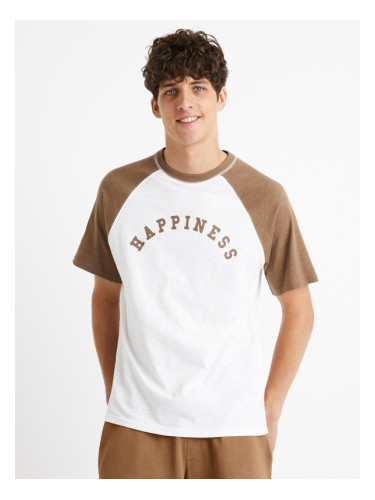 Celio Ceraglan Happiness T-shirt Byal