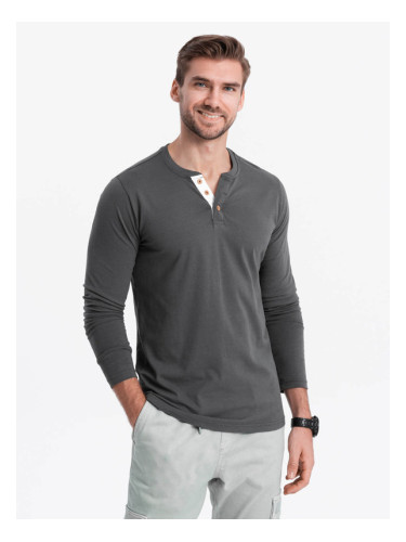 Ombre Clothing Henley T-shirt Siv