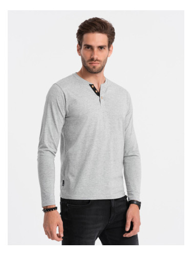 Ombre Clothing Henley T-shirt Siv