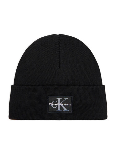 Шапка Calvin Klein Jeans Mono Logo Patch Beanie K50K512148 Черен