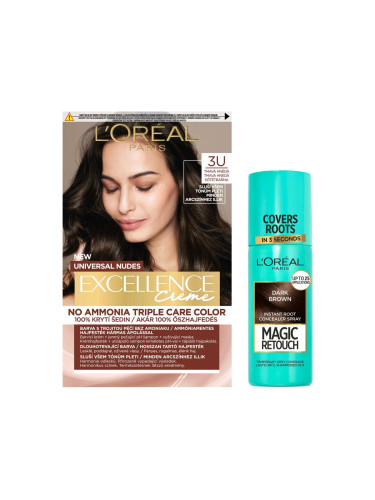 Пакет с отстъпка Боя за коса L'Oréal Paris Magic Retouch Instant Root Concealer Spray + Боя за коса L'Oréal Paris Excellence Creme Triple Protection