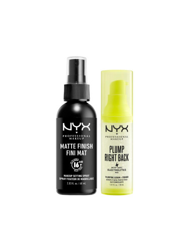 Пакет с отстъпка Фиксатор за грим NYX Professional Makeup Matte Finish + Основа за грим NYX Professional Makeup Plump Right Back Plumping Serum + Primer