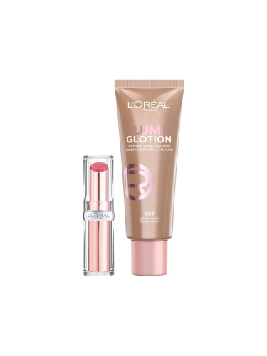 Пакет с отстъпка Хайлайтър L'Oréal Paris Lumi Glotion + Червило L'Oréal Paris Glow Paradise