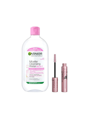 Пакет с отстъпка Мицеларна вода Garnier Skin Naturals Micellar Cleansing Water All-in-1 + Спирала Maybelline Lash Sensational Sky High