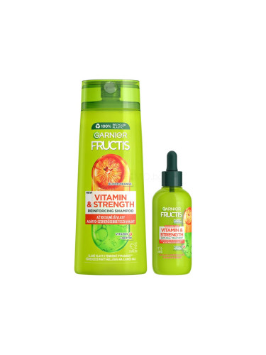 Пакет с отстъпка Шампоан Garnier Fructis Vitamin & Strength Reinforcing Shampoo + Серум за коса Garnier Fructis Vitamin & Strength Anti-Fall Treatment