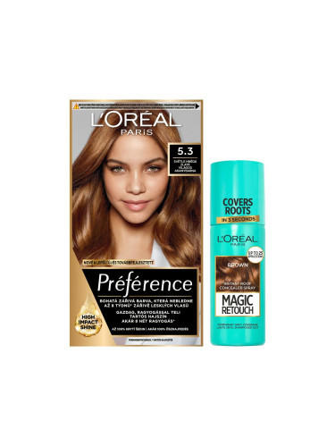 Пакет с отстъпка Боя за коса L'Oréal Paris Magic Retouch Instant Root Concealer Spray + Боя за коса L'Oréal Paris Préférence