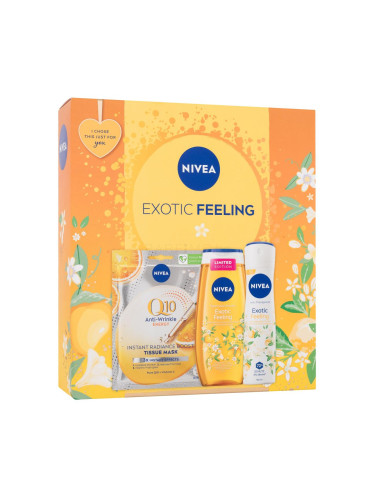 Nivea Exotic Feeling Подаръчен комплект антиперспирант Exotic Feeling 150 ml + душ гел Exotic Feeling 250 ml +  маска за лице Q10 Anti-Wrinkle Energy 1 бр.