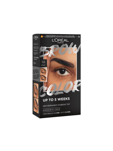 L'Oréal Paris Brow Color Semi-Permanent Eyebrow Tint Боя за вежди за жени 1 бр Нюанс 1.0 Black