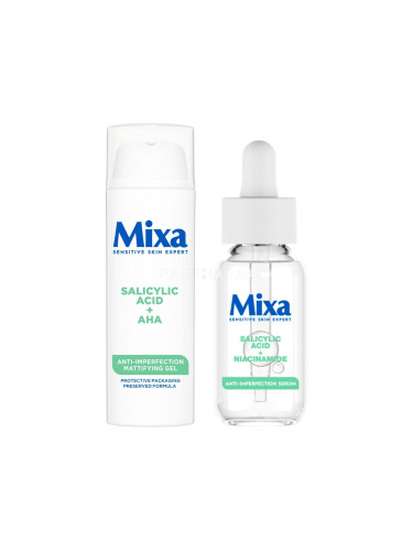 Пакет с отстъпка Гел за лице Mixa Salicylic Acid + AHA Anti-Imperfection Mattifying Gel + Серум за лице Mixa Salicylic Acid + Niacinamide Anti-Imperfection Serum