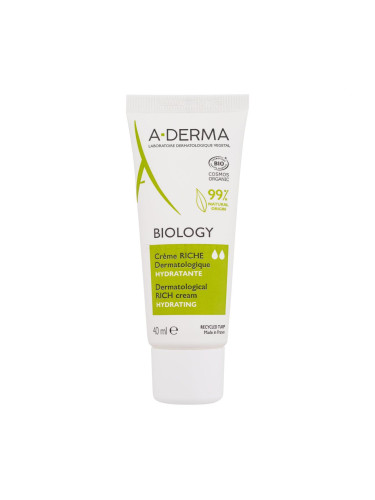 A-Derma Biology Dermatological Rich Cream Дневен крем за лице за жени 40 ml