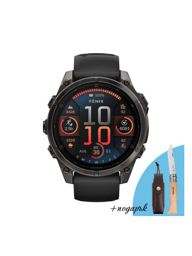 Смарт часовник Garmin Fenix 8 Amoled 47 мм Sapphire Carbon Gray DLC Titanium/Black/Pebble Gray Garmin 010-02904-21