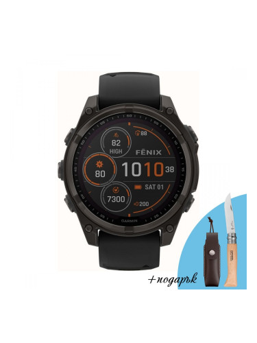 Смарт часовник Garmin Fenix 8 Solar 47 мм Sapphire Carbon Gray DLC Titanium/Black/Pebble Garmin 010-02906-11