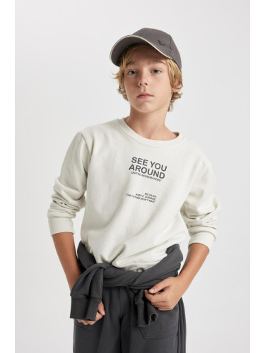 DEFACTO Boy's Crew Neck Printed Sweatshirt