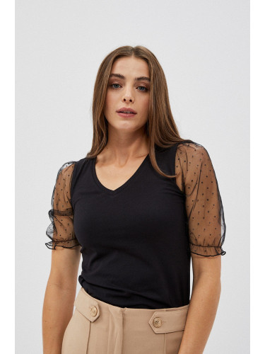 Blouse with decorative sleeves - black