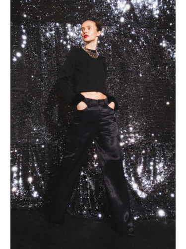 DEFACTO Wide Leg Cargo Normal Waist Maxi Satin Trousers With Cargo Pocket