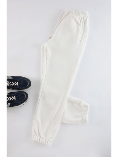 Trendyol Ecru Oversize/Wide Cut Fabric Mix Sweatpants