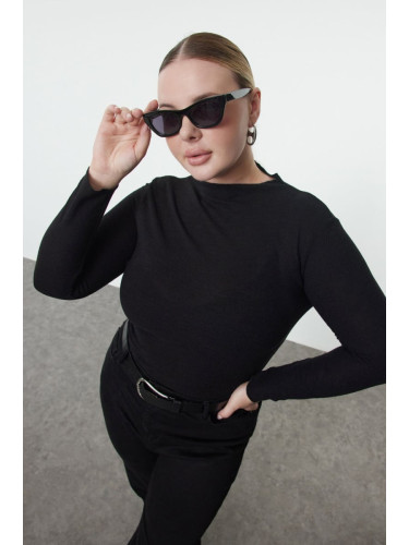 Trendyol Curve Black Foam Knit Plus Size Blouse