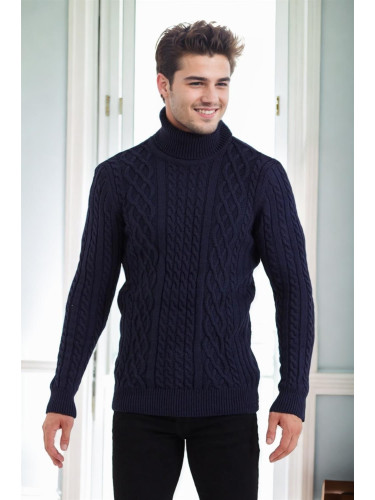 87325 Dewberry Mens Knitted Patterned Sweater-NAVY