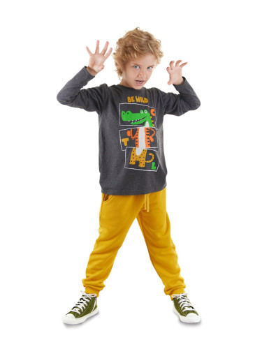 Denokids Be Wild Boy T-shirt Tracksuit Bottom Set