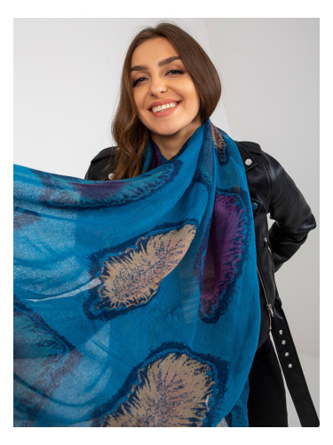 Women's blue scarf with print