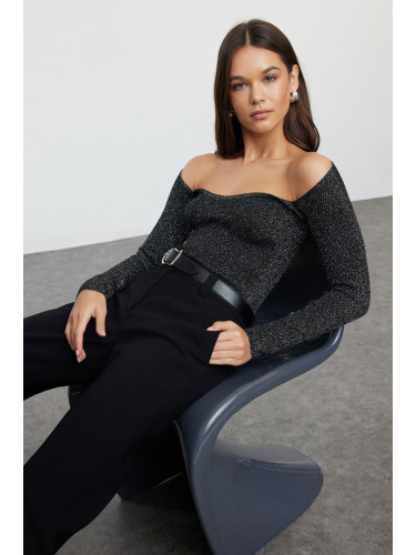 Trendyol Black Lurex Yarn Knitwear Sweater