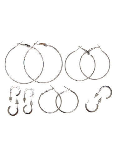 Basic hoop earrings 6-pack - silver color