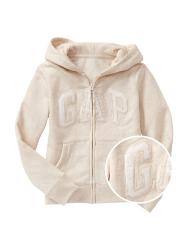 Beige Girls' Sweatshirt GAP Logo zip hoodie in fleece