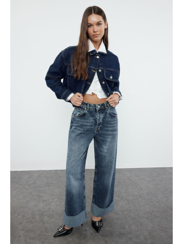 Trendyol Blue Folded Leg Low Waist Barrel Jeans