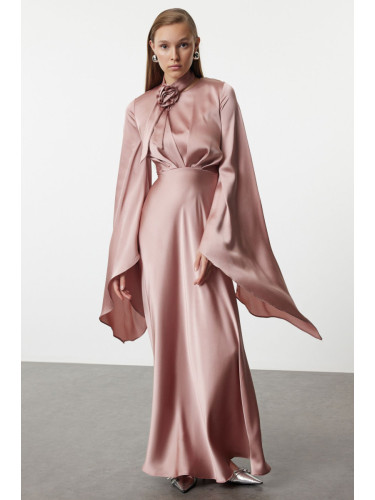 Trendyol Powder Rose Accessory Satin Woven Evening Dress