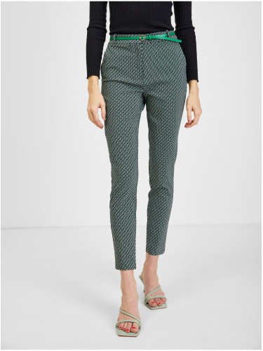 Orsay Women's Black & Green Patterned Trousers - Women's